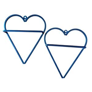 Two Wrought Iron Heart Shaped Towel‎ Holder Black 8" Length